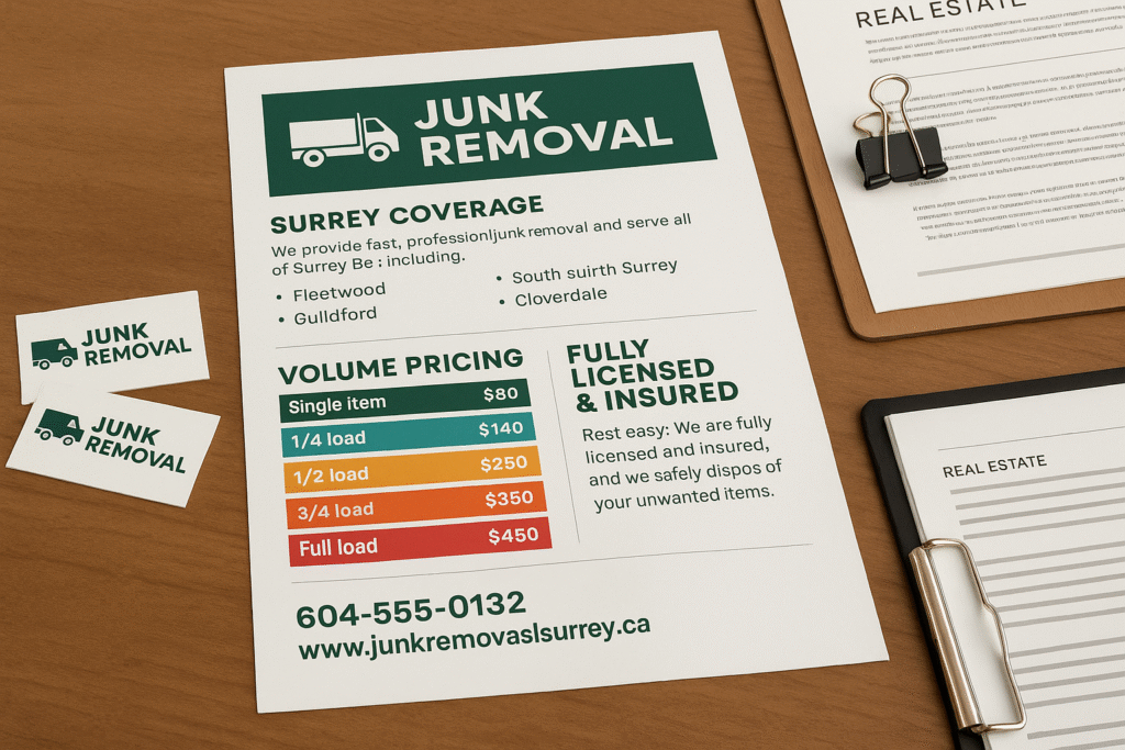Professional Junk Removal Service Sheet