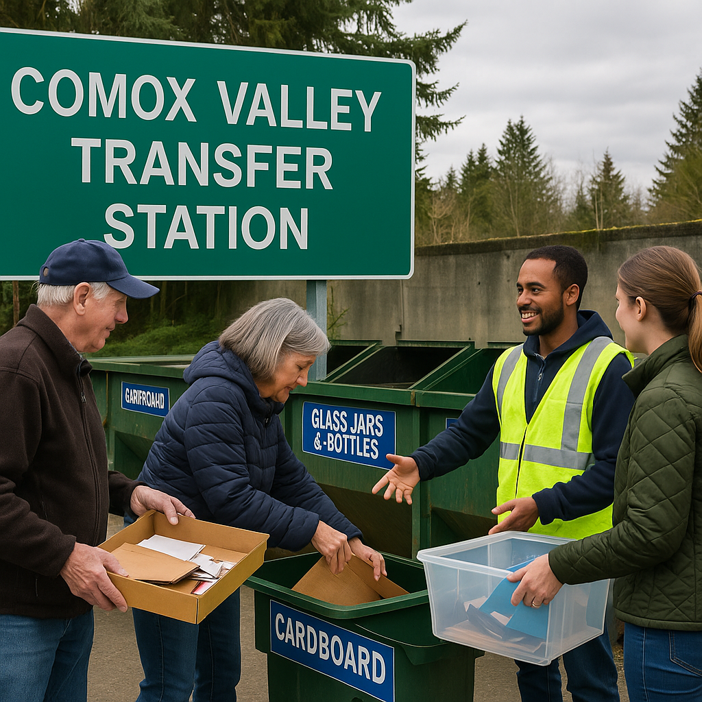 Comox Valley Transfer Station with residents recycling responsibly in Courtenay