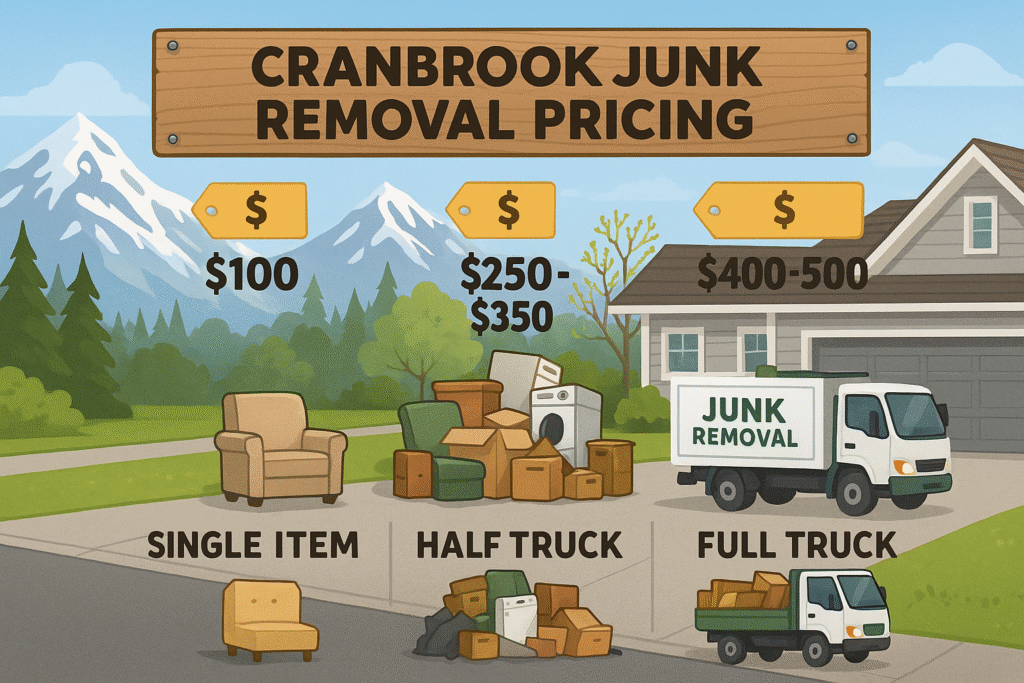 The Complete Guide to Junk Removal & Recycling in Cranbrook, BC: Everything You Need to Know in 2025 ποΈ 1 Junk removal pricing tiers for Cranbrook residents with illustrative truckloads and scenic backdrop