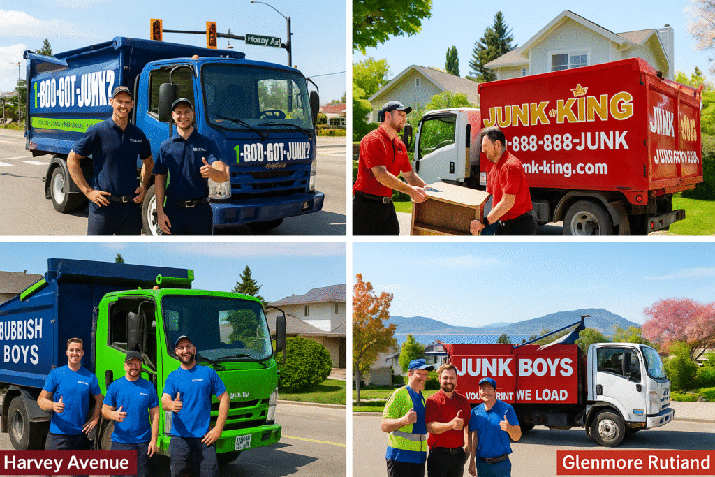 Kelowna top junk removal company trucks and crews in various city neighborhoods