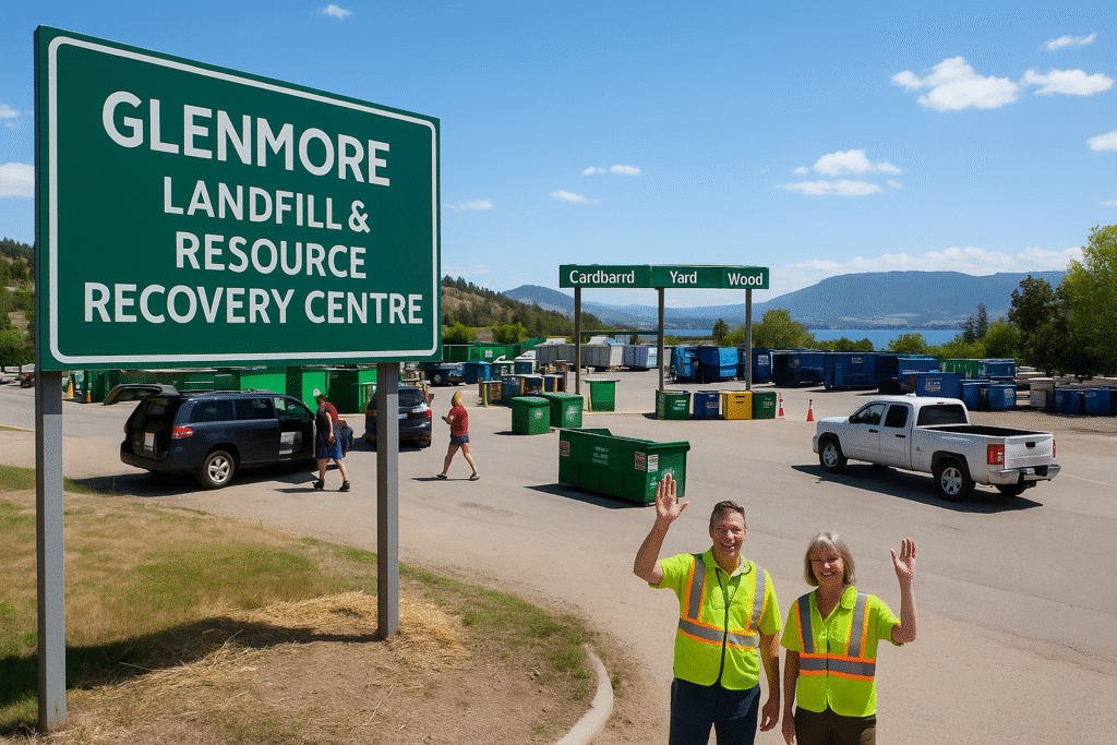 Kelownas main recycling center with people actively dropping off materials 1