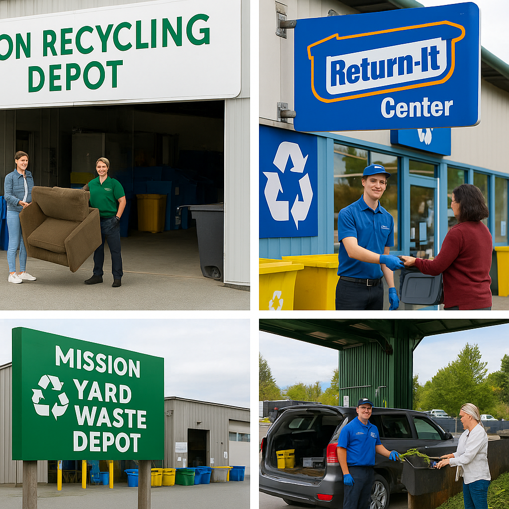 ποΈ The Complete Guide to Junk Removal & Recycling in Mission, BC (2025) 3 Missions top recycling centers with people dropping off household and yard waste items