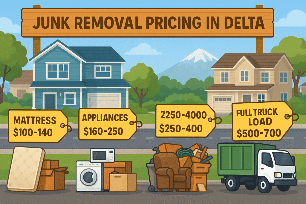 Complete Guide to Junk Removal & Recycling in Delta, BC π β»οΈ 1 Visual cost guide showing different junk removal load sizes and pricing for Delta residents
