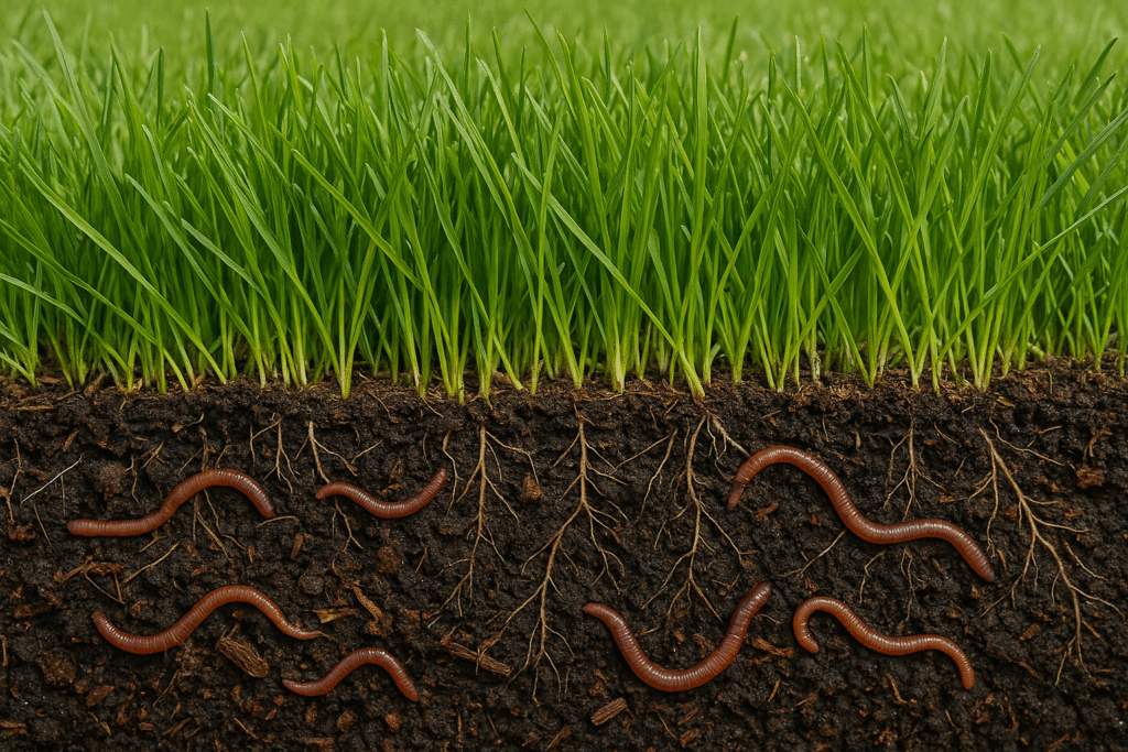 Summer Lawn Safety for Kids and Pets in BC Homes: Your Complete Guide to Pesticide-Free Lawn Care ๐ฑ 2 A visual representation of healthy BC soil and vibrant grass cultivated using organic methods without pesticides.