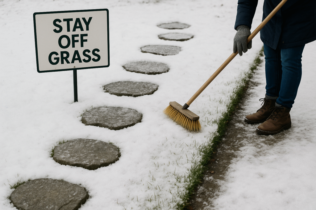 How Snow and Ice Impact Your Lawn in British Columbia—and How to Minimize Damage ❄️ 3 Protective winter lawn care practices in BC including avoiding foot traffic and gentle snow removal.