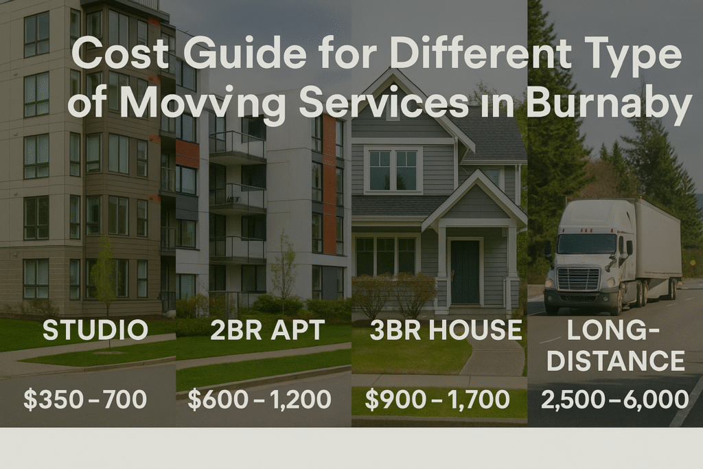 π Your Complete Guide to Moving Services in Burnaby, BC: Top-Rated Companies, Costs & Expert Tips (2025) 3 Cost guide for different types of moving services in Burnaby.