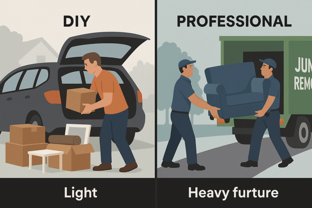 Comparison of DIY effort versus professional ease for junk removal in Port Coquitlam