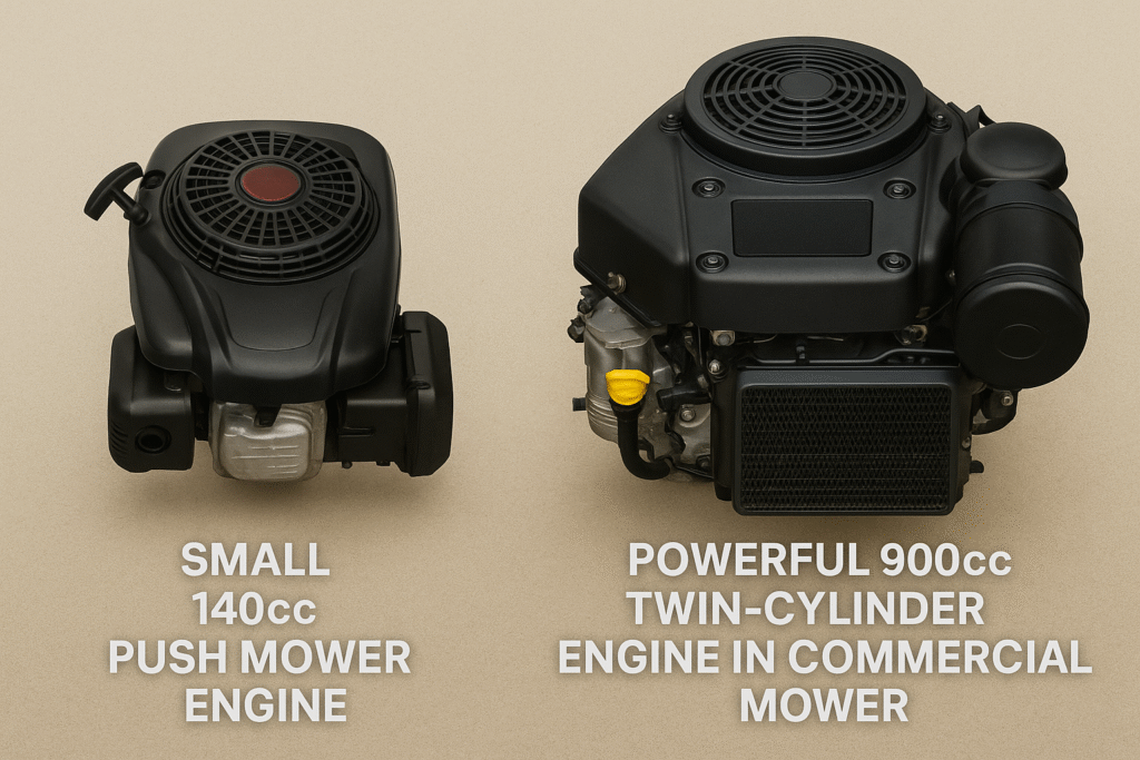 Pro Mowers vs Your Push Mower: What's the Real Difference? ⚔️ 2 Engine comparison between a standard residential mower and a large commercial engine used in BC landscaping equipment 1