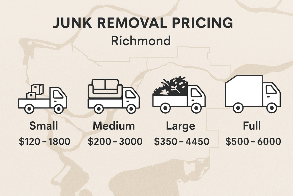 Richmond junk removal pricing chart showing load sizes and cost ranges