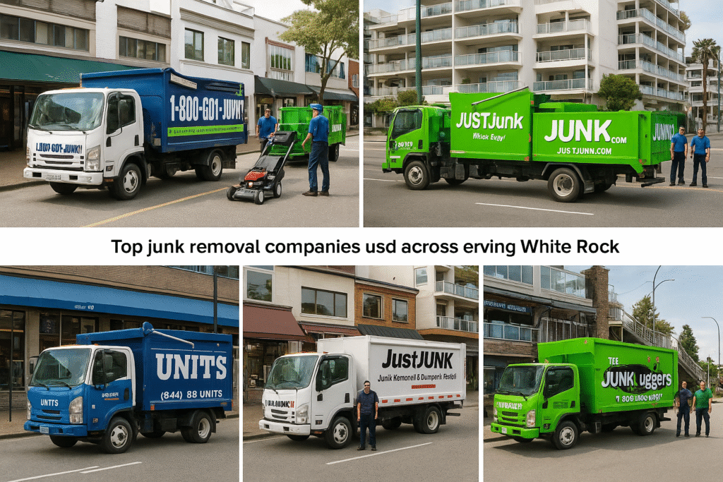 Top junk removal company trucks and crews serving the White Rock area with professional branding