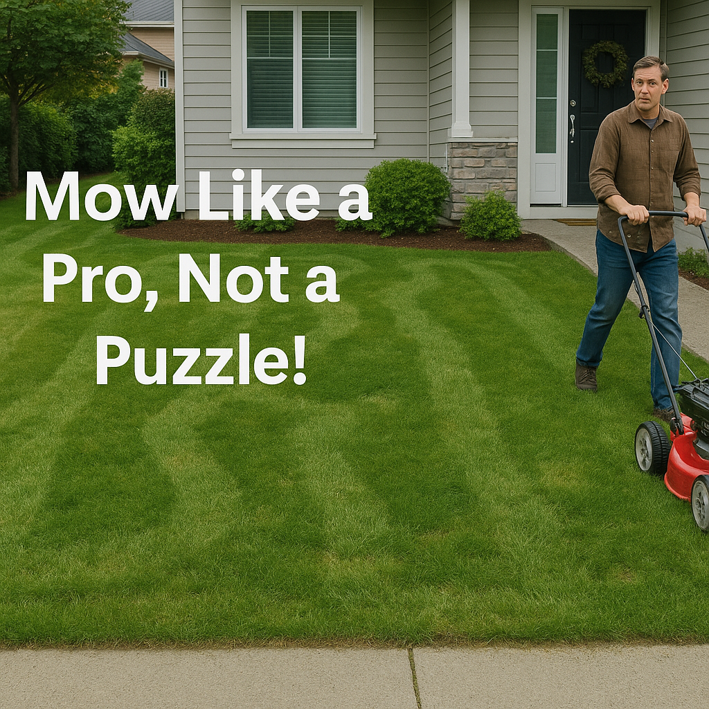 π¨ Overcut, Scalped, and Streaky: 3 Clear Signs Your Surrey Lawn Needs Professional Help 1 Uneven mow lines on a residential Surrey lawn showing missed spots and overlaps 2