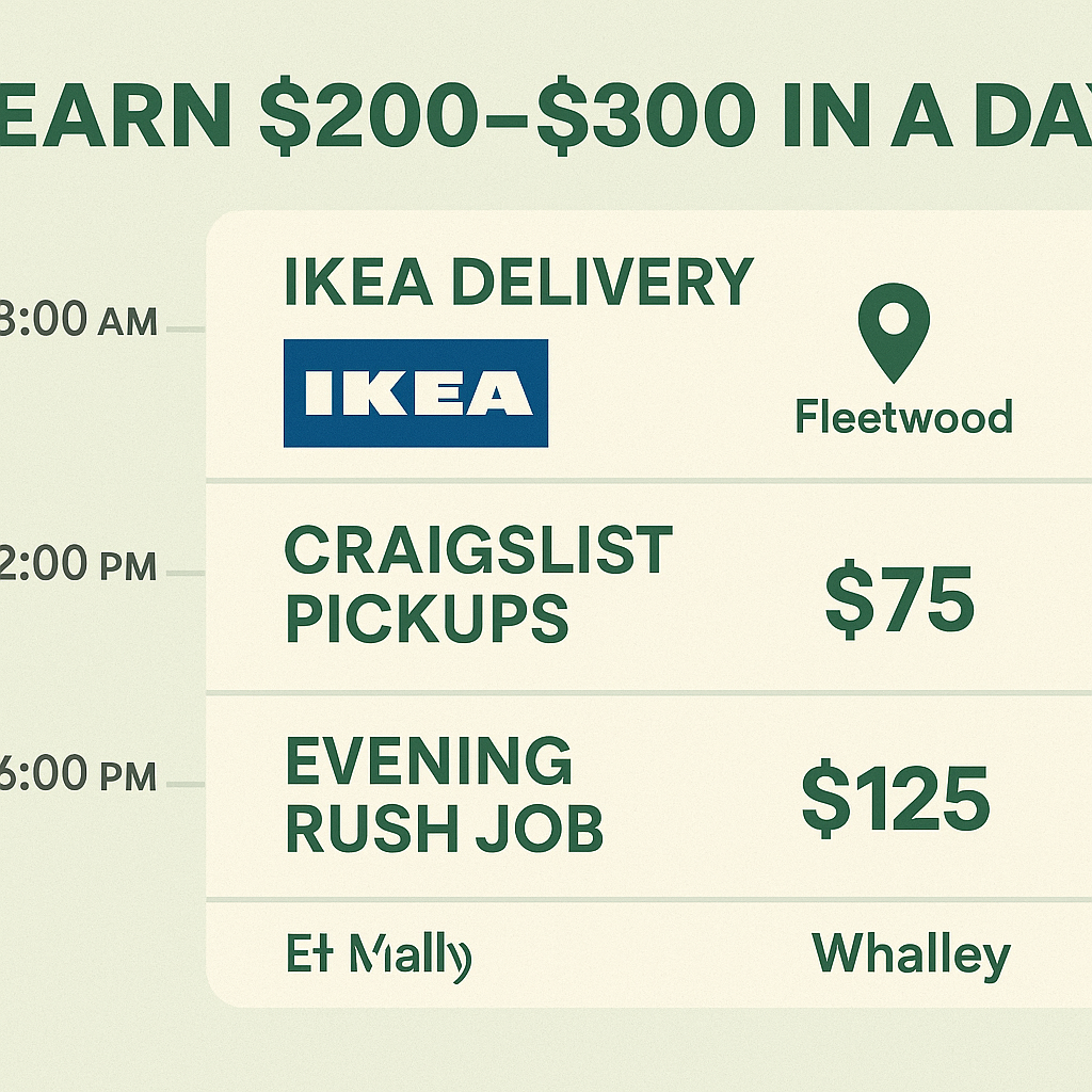 Visual breakdown of a Surrey furniture delivery drivers typical 200–300 day